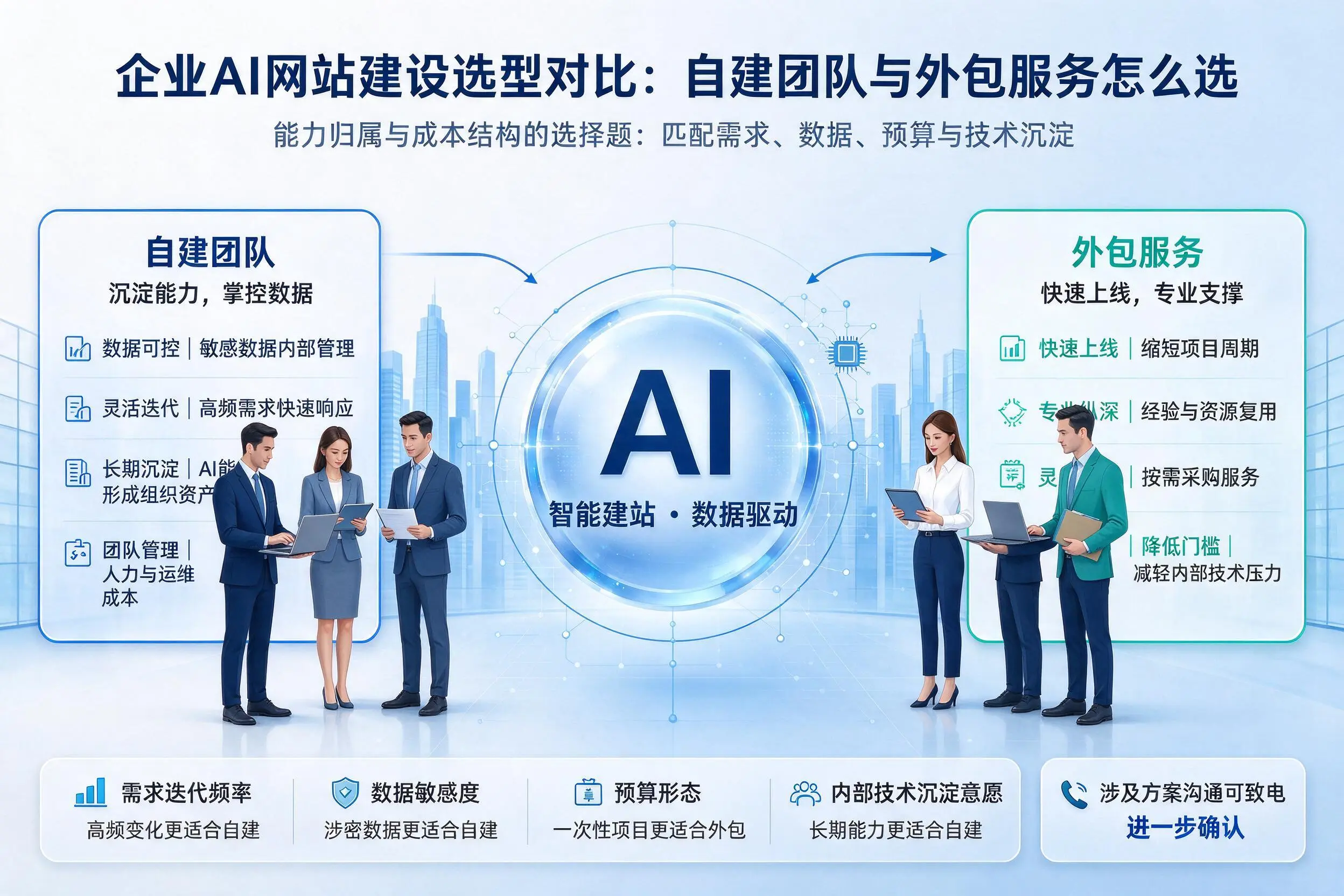 菏泽企业AI网站建设选型对比：自建团队与外包服务怎么选